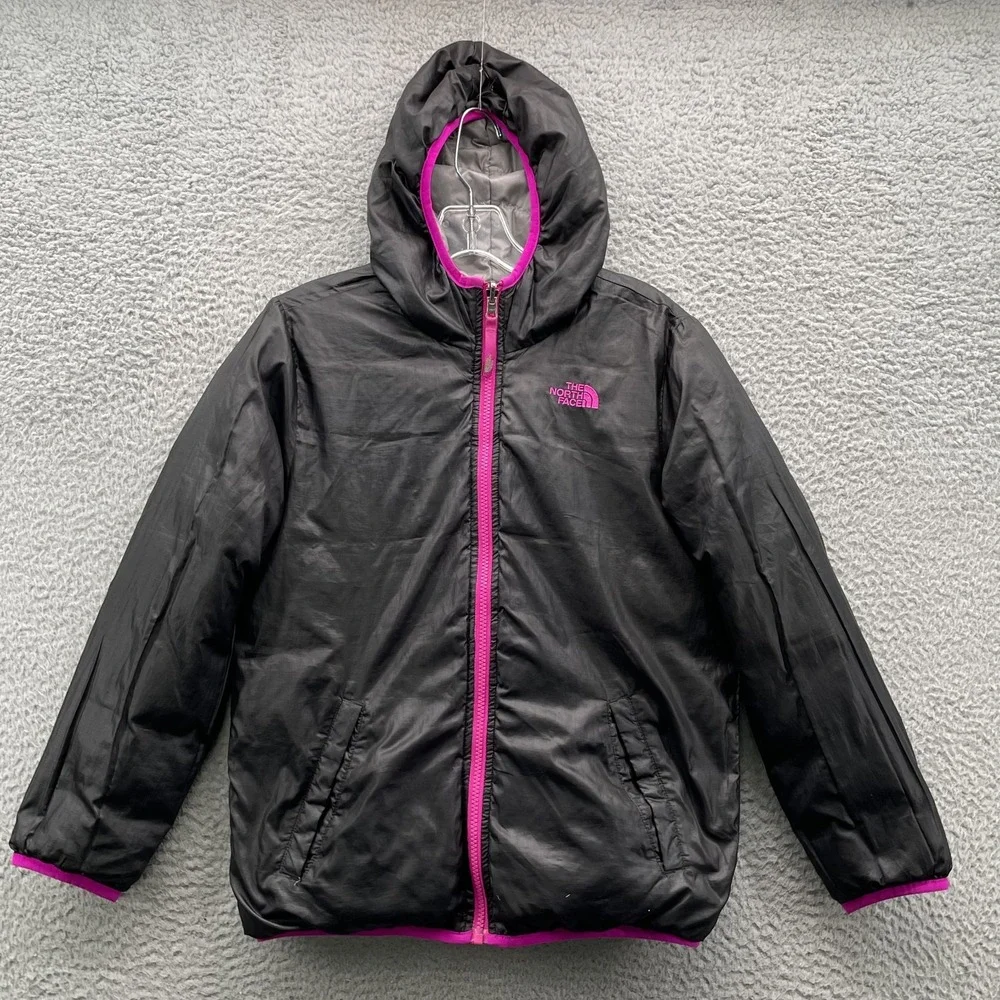North Face Goose Puffer 550 Jacket Girls Large Reversible Outdoor Hike Camp Snow